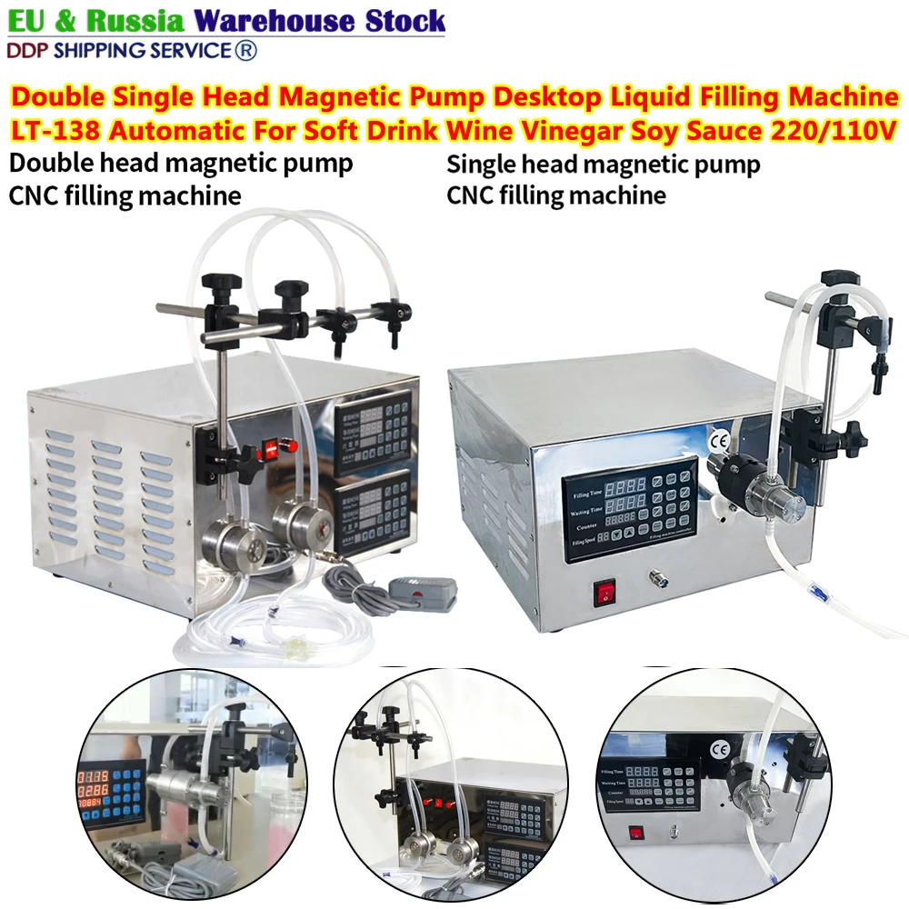 

New Automatic Double Single Head Magnetic Pump CNC Desktop Liquid Filling Machine LT-138 Perfume Filler Device for Wine Juice