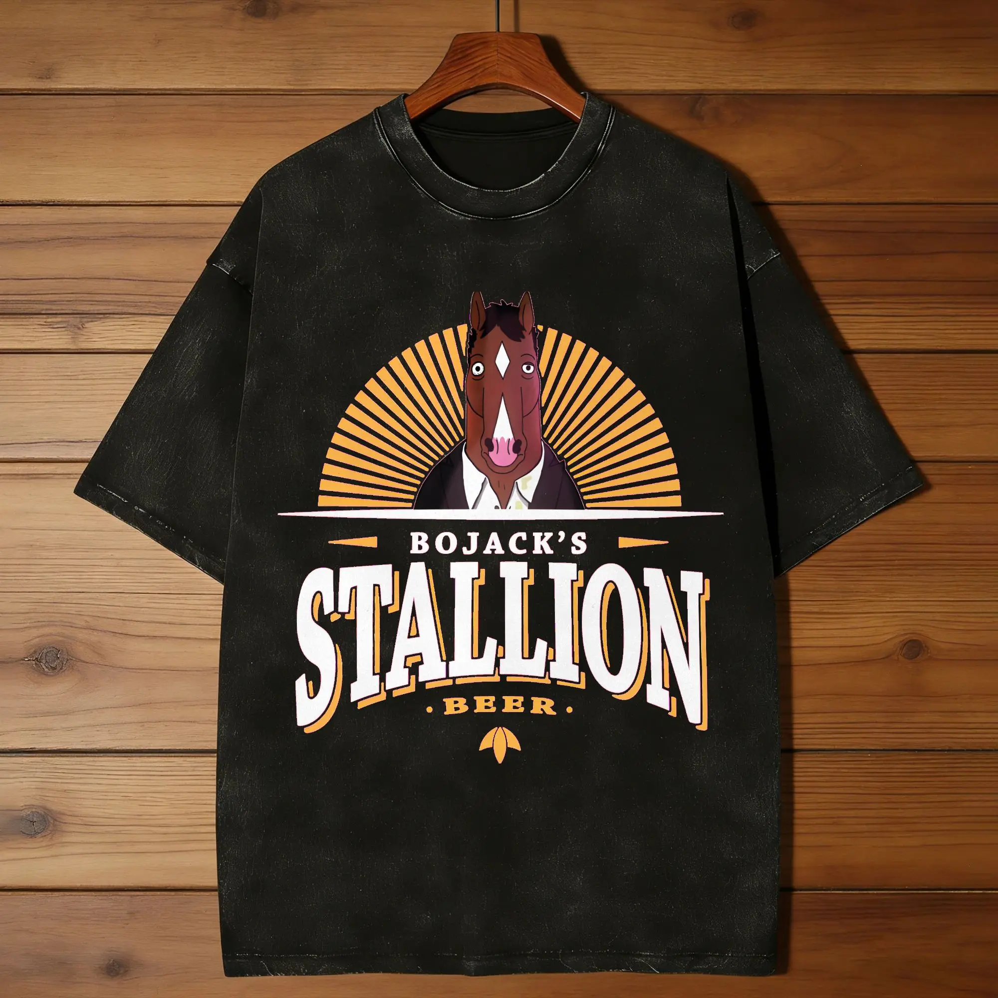 Фото Футболка Bojack Horseman Stallion Beer, летняя уличная одежда, хлопковая футболка для отдыха, мужская футболка с короткими рукавами, свободная одежда №1