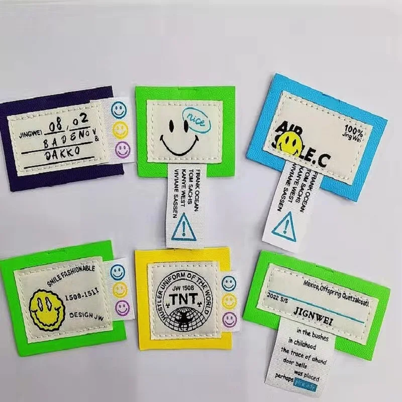 

5Pcs Handmade Labels For Clothes With Various Patterns And Butterfly Patch Diy Knitted Printed Cotton Sew Patches Accessories