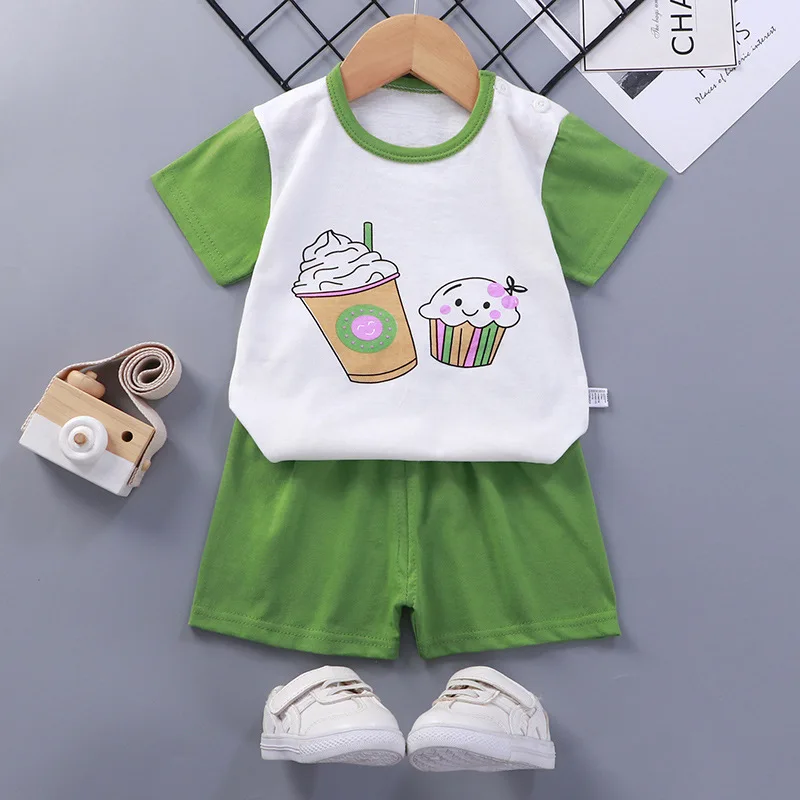 Комбинезон для мальчиков и девочек хлопчатобумажный Детский костюм (футболка +