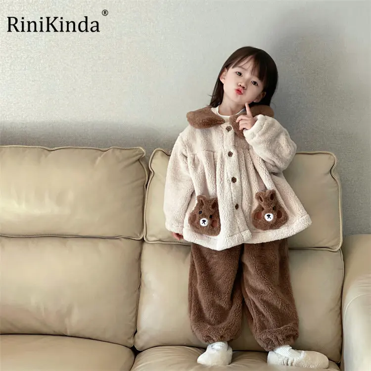 

RiniKinda 2022 Fashion Toddler Baby Boys Girl Winter Clothes Sets Baby Girl Clothing Set Kids Thick Cotton 2Pcs Suits Outfits