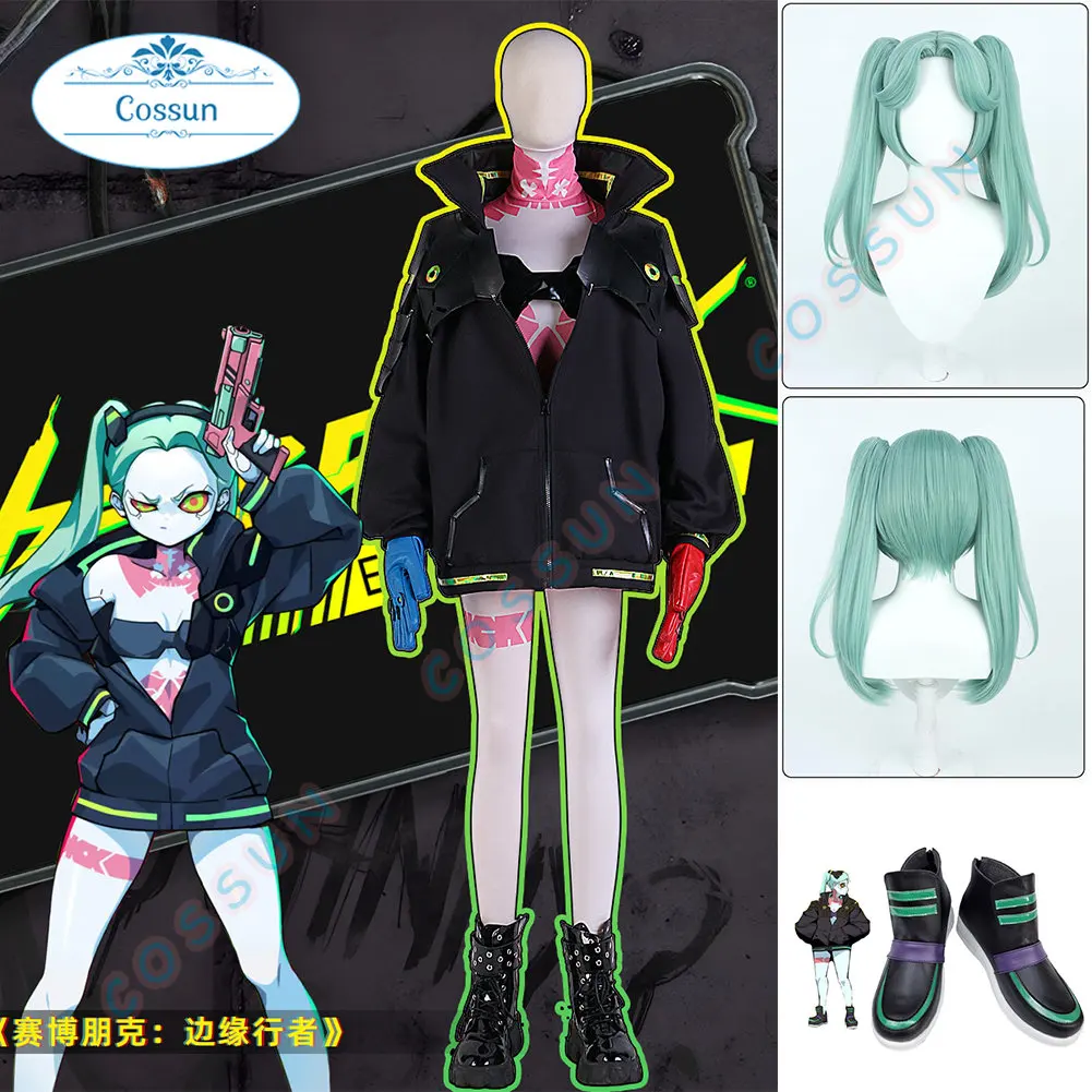 

Anime CYBERPUNK EDGERUNNERS Rebecca Cosplay Costumes Halloween Carnival Parody Girl Bra wig shoes