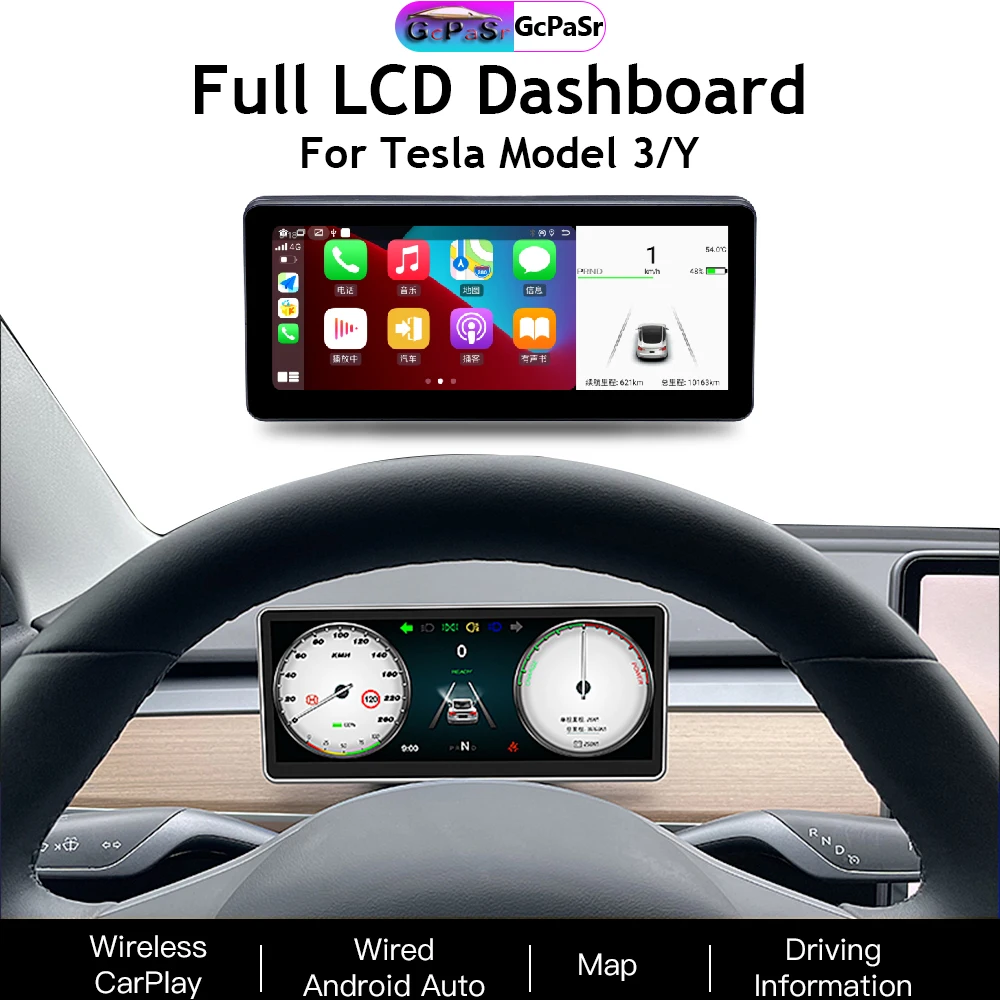 

Dasheboard HUD Speedometer Display 9 Inch Radio For Tesla Model 3 Y Support Navigation Gear Beam Light Carplay Android Auto