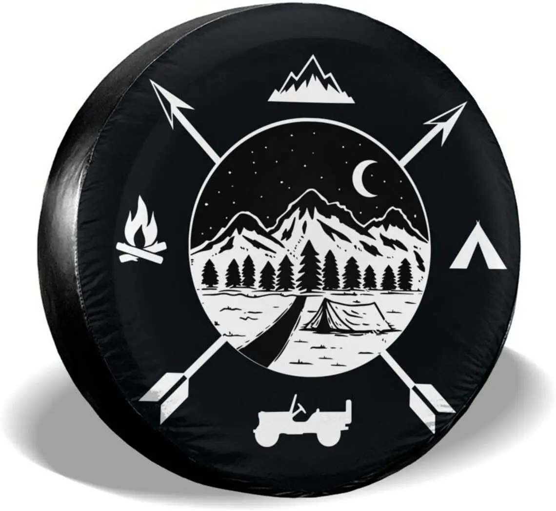 

Camping Hiking Rv Spare Tire Cover for RV Trailer Wheel Covers for Trailer Tires I Go Where I'm Towed Weatherproof Universal