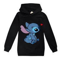 2022 stitch spring cartoon printing casual long sleeved sweater hoodie for boys and girls autumn warm sweater