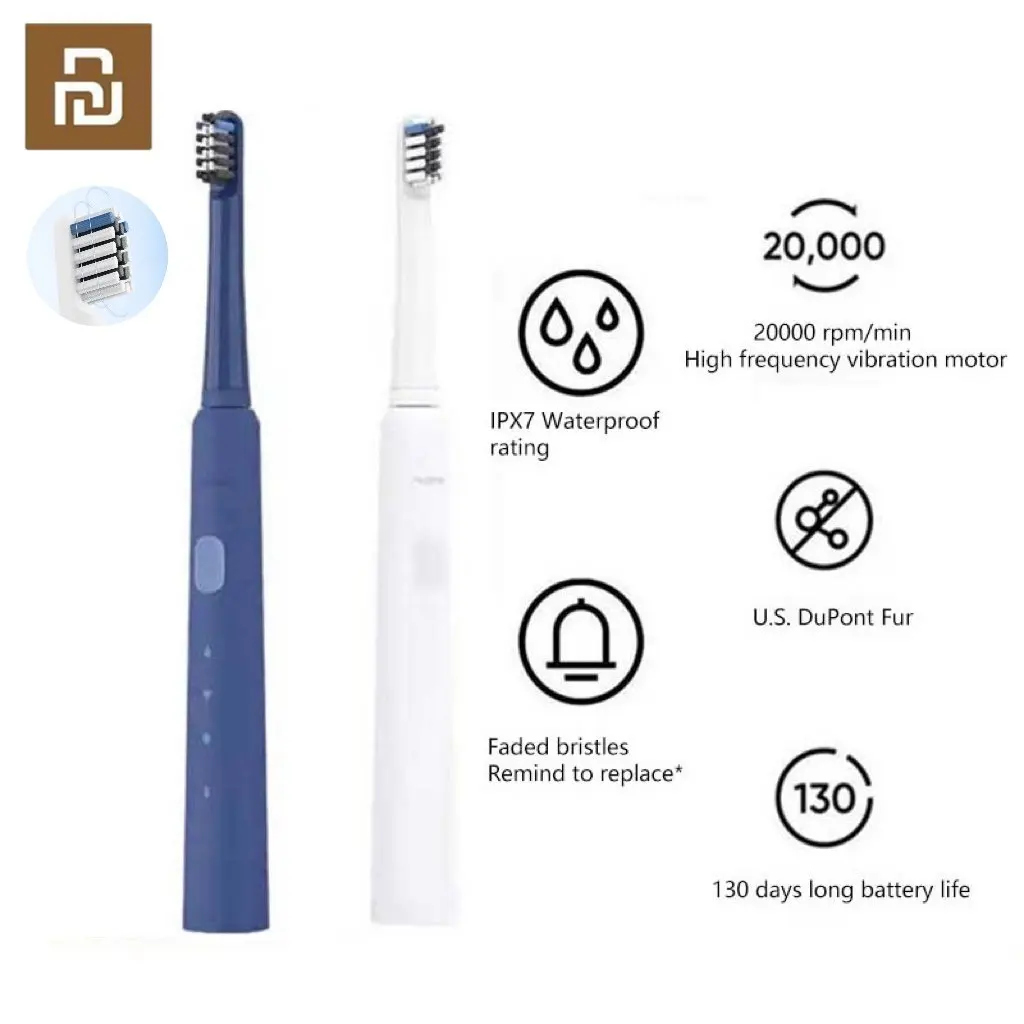 Realme Electric Toothbrush N1 DuPont Soft Hair Antibacterial Automatic High Frequency Vibration Motor 130 Days Long Battery Life