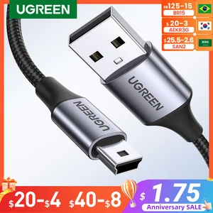 Imported Ugreen Mini USB Cable Mini USB to USB Fast Data Charger Cable for MP3 MP4 Player Car DVR GPS Digital
