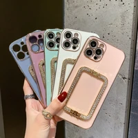 for iphone 12 pro max mini 11 13 pro x xs xr 6 s 7 8 plus 3d crystal square holder gold plating phone case cover