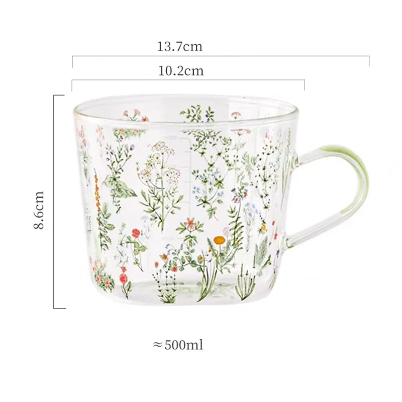 

Кружка из боросиликатного стекла с цветочным принтом 450 мл