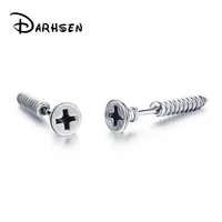 darhsen earing for men silver color stainless steel boy male statement stud earrings charms fashion jewelry white black
