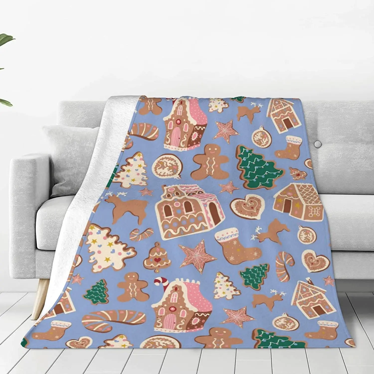 

Cute Christmas Gingerbread Houses Cookies Throw Blanket Ultra Soft Cozy Warm Throw Lightweight Blanket for Bed Couch Travel Home