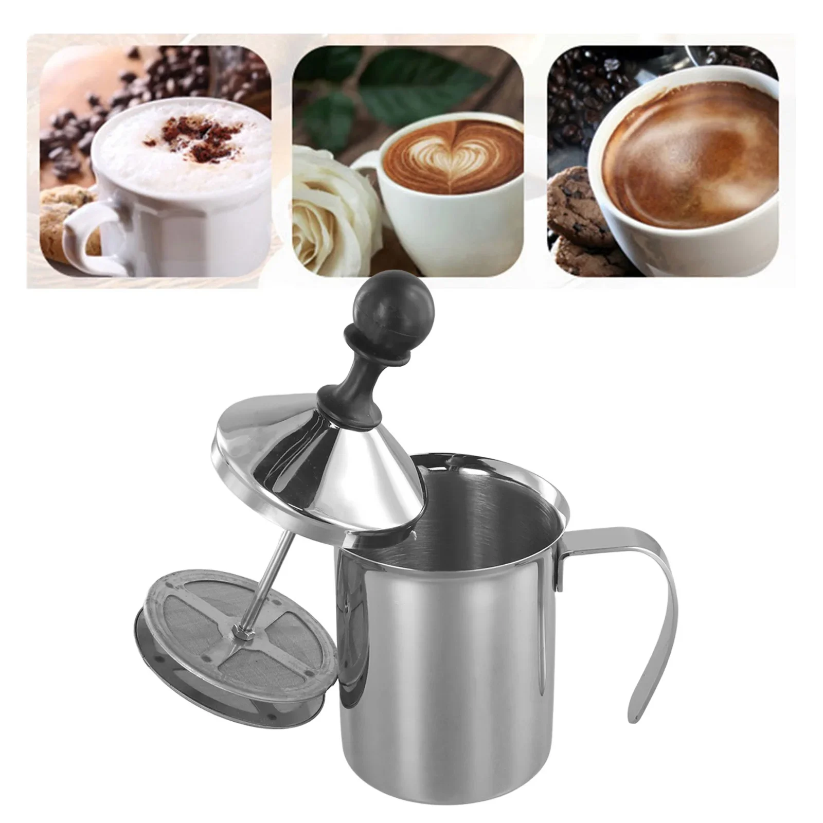 Двухслойный вспениватель молока емкостью 400 мл материал из нержавеющей стали