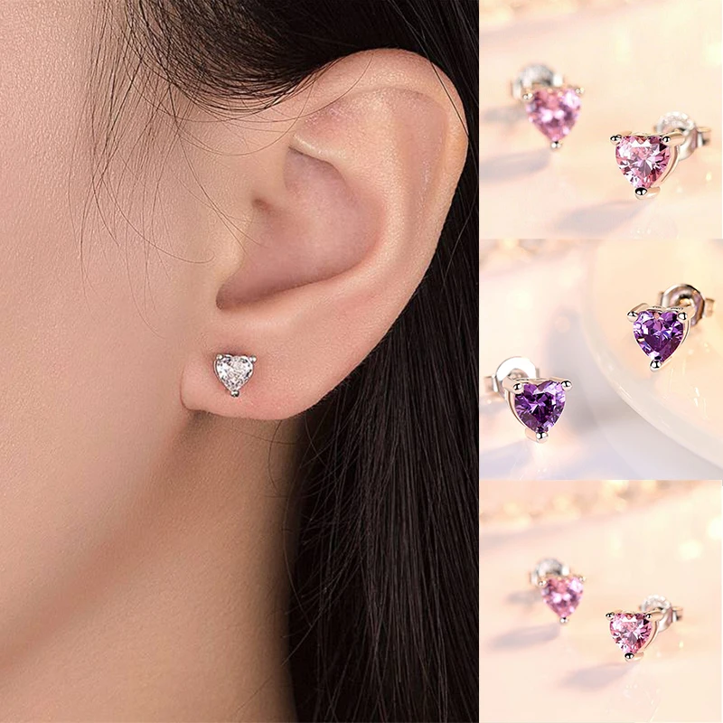 

Heart Charm Earrings Stud Earrings Women Womens Girls Fashion Jewellery New UK