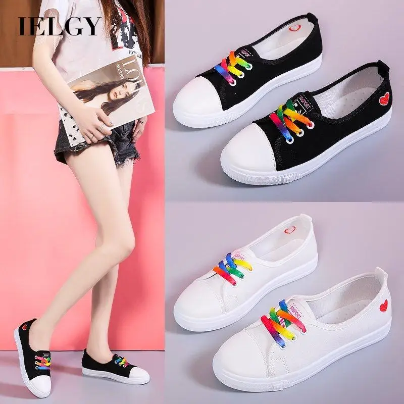 

IELGY casual Korean colorful low-cut lace-up women canvas shoes