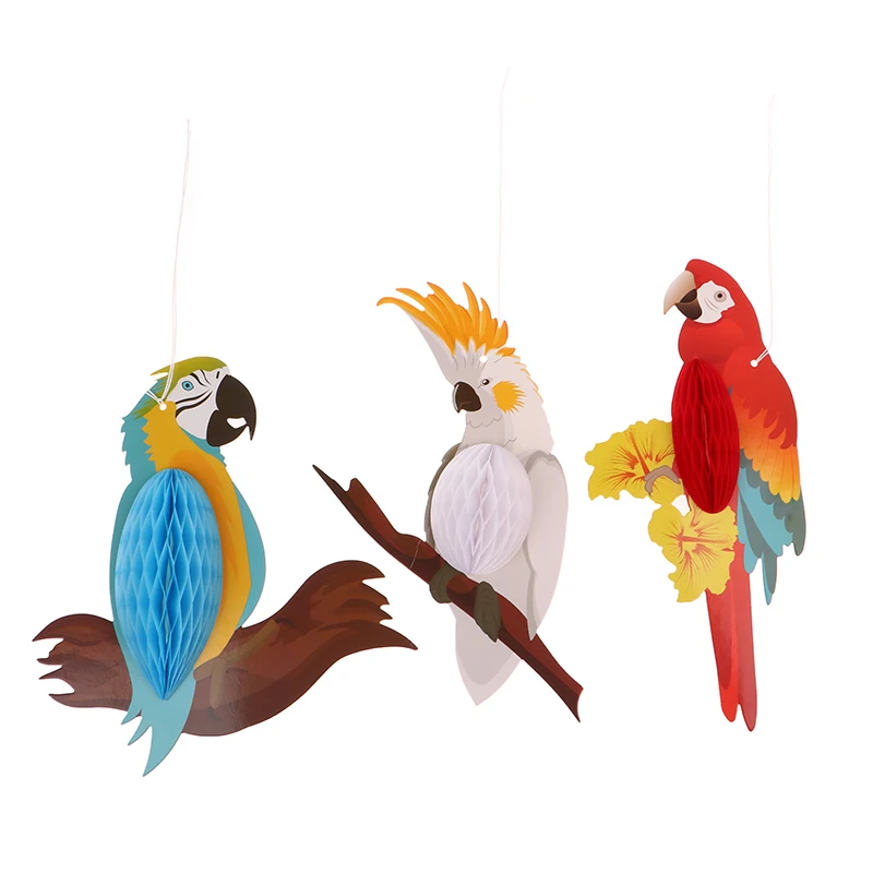 

Tropical Bird Honeycomb Ornament Parrot Honeycomb Hawaiian Jungle Party Kindergarten Window Festival Party Decorations