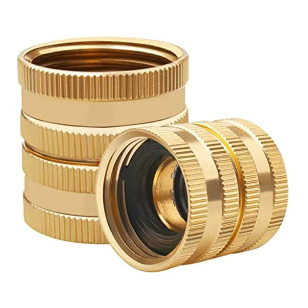 Two-Way Female Connector Solid Brass Garden Hose Adapter 3/4 Female-To-Female Hose Adapter For Watering Irrigation Quick Connect