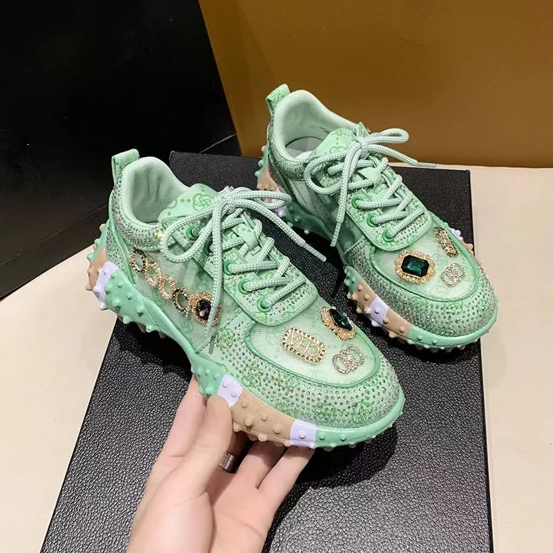 Pink Women's Sports Shoes, Platform Tennis Female Basketball Shoes, Dad Shoes, 2023 New Sweet Flower Girl Comfort Sports Shoes