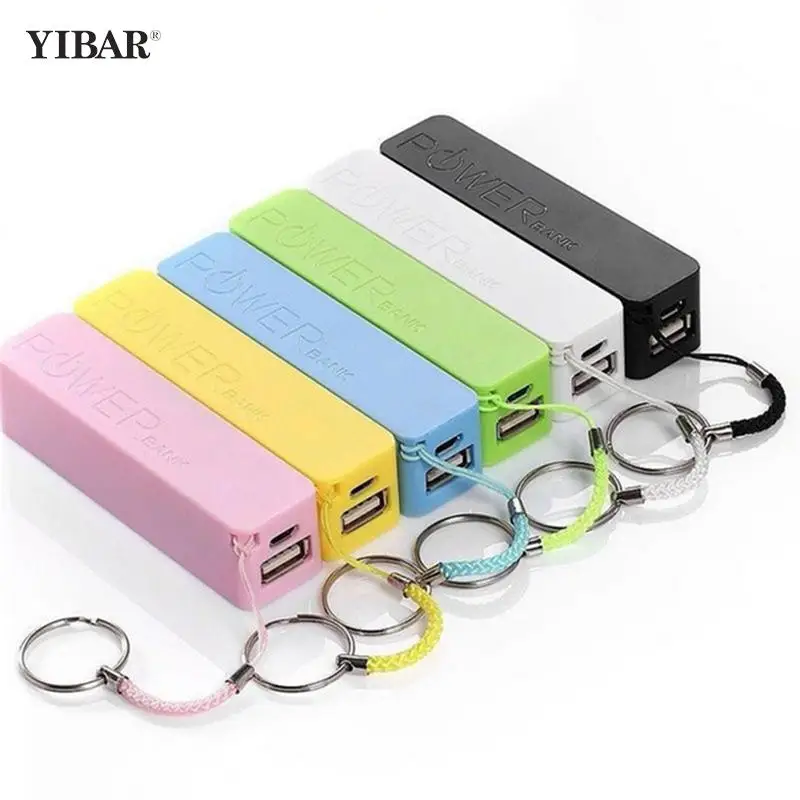 

1pc Portable 2600mAh USB External Power Bank Case Pack Box 18650 Battery Charger Powerbank With Key Chain （No Battery） 6 colors