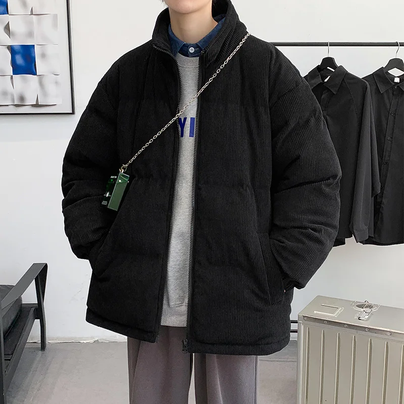 Winter Jacket Men Warm Fashion Casual Thickened Corduroy Jacket Men Streetwear Loose Thick Short Coat Mens Clothes Large Size