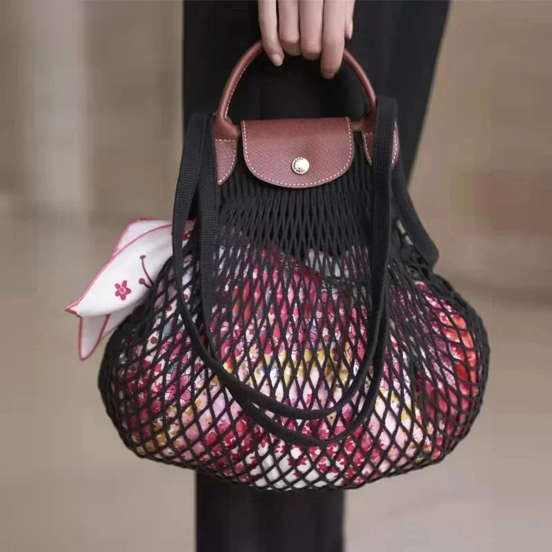

Designer Brand Hollow Out Netted Women Handbag Luxury Cotton Line Woven Shoulder Bag Summer Beach Bag Large Capacity Tote Purses