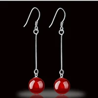 the temperament tassel exaggerated long earrings womens black and red natural manaus earrings silver ear ornaments