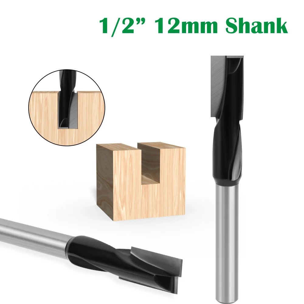 

1PC 1/2" 12.7MM 12MM Shank Milling Cutter Wood Carving Lengthened Cleaning Bottom Router Spiral Diameter 17mm Engraving Machine