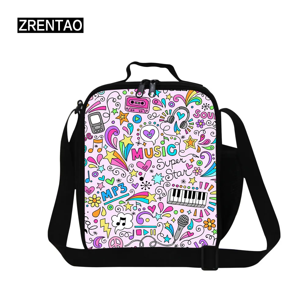 ZRENTAO Polyester Lunch Cooler for Children Bolsa de Comida Termica Food Bags with Bottle Pocket Insulated Thermal Picnic Bags