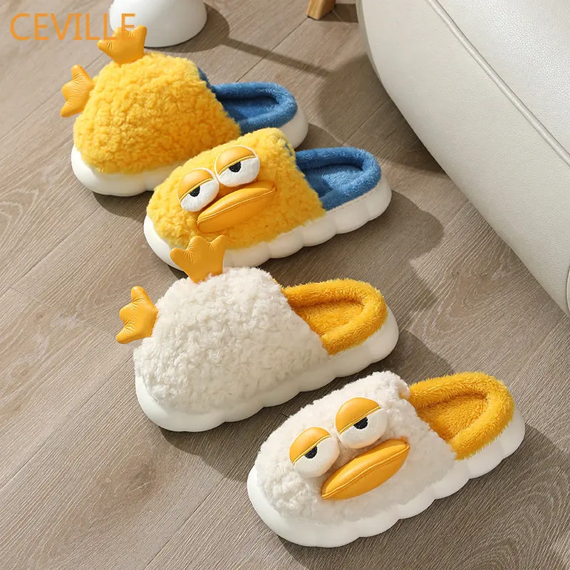 Winter Slippers Kawaii Cute Duck Slippers Women Shoes Indoor House Shoes Warm Plush Slipper Home Platform Footwear Drop Shipping