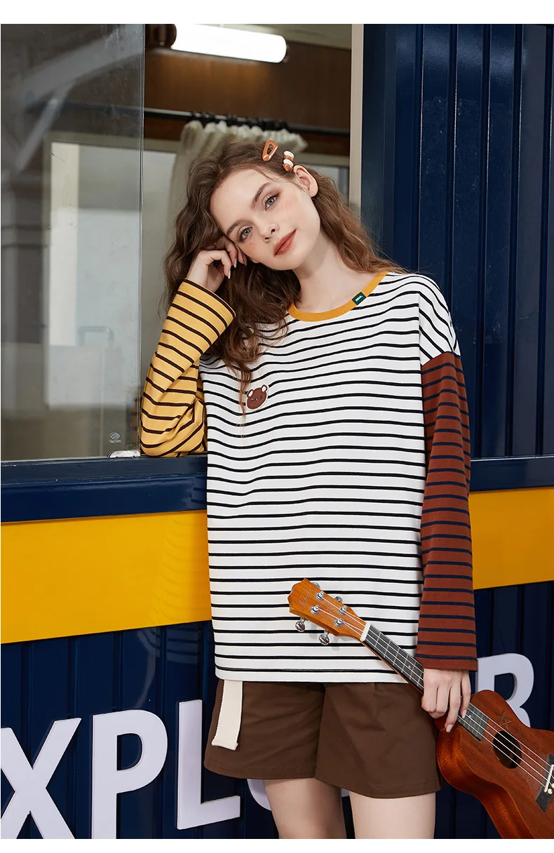 

KUHNMARVIN 2022 Autumn New Arrival Girls' Fashion Spliced Shirt Women Pullovers