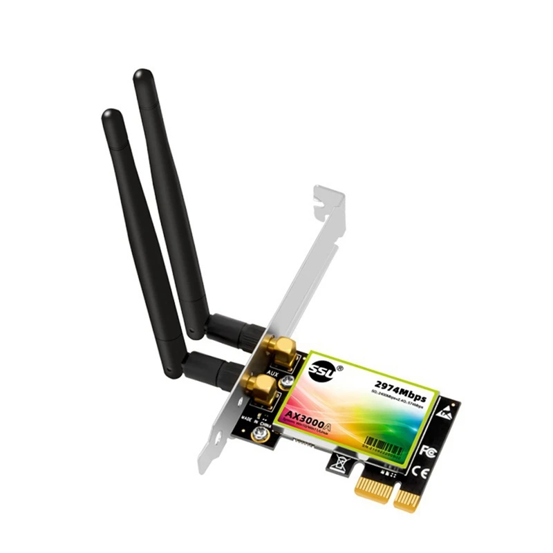 

SSU 1 Piece AX3000 3000Mbps Wifi6 Pcie Wifi Adapter Wireless 2.4G/5G 802.11Ac/AX Wi-Fi 6 Card Dual-Band For PC Computer