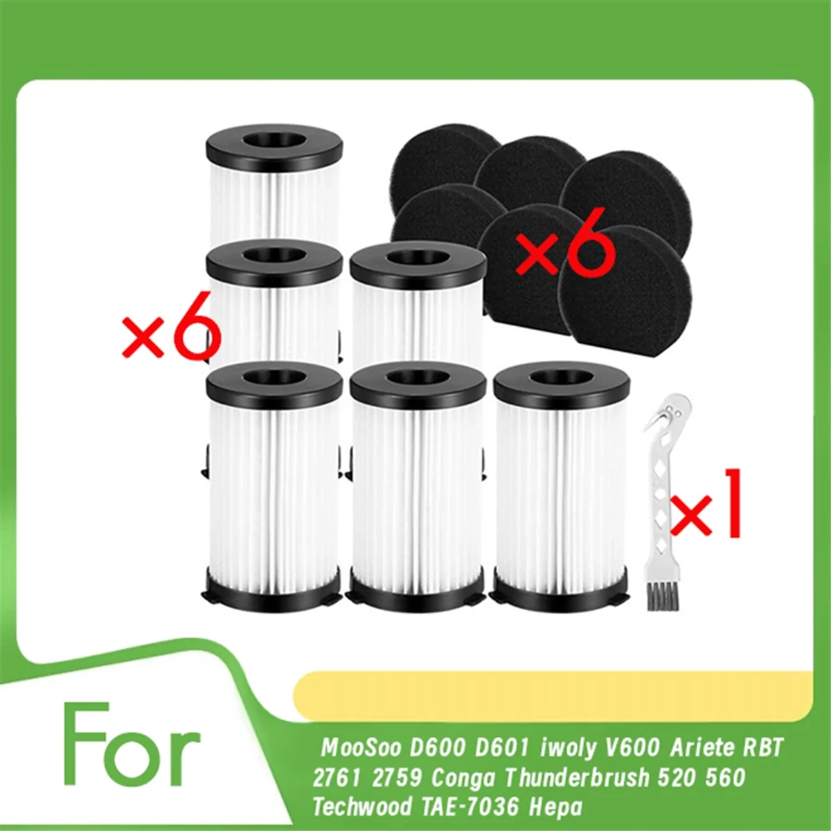 Фото SODIAL для MooSoo D600 D601 Iwoly V600 Ariete RBT 2761 2759 Conga Thunderbrush 520 560 Techwood TAE-7036 Набор деталей фильтров Hepa №2