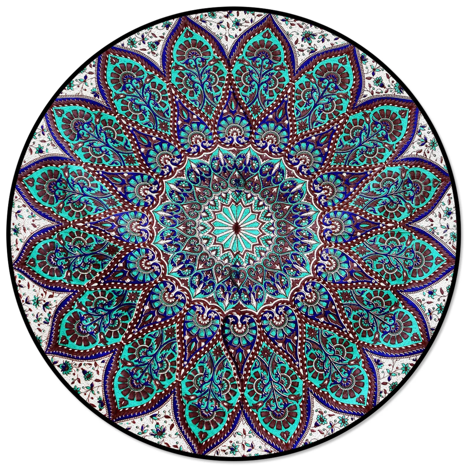

Flower Green Plant Retro Round Carpet for Bedroom Modern Home Decoration Rug for Living Room Bathroom Outdoor Mat Circle Rug