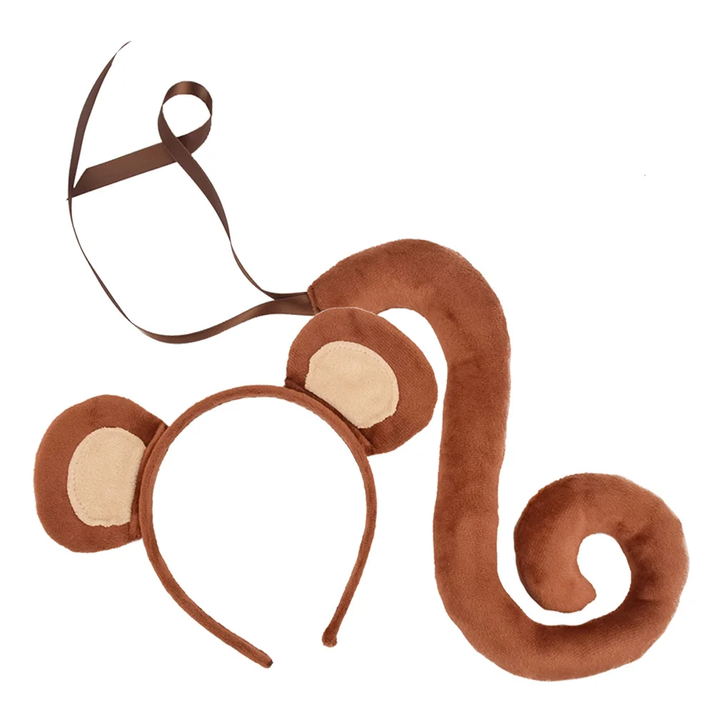 Повязка на голову обезьяны с хвостовыми ушками для детей реквизит фотосессии