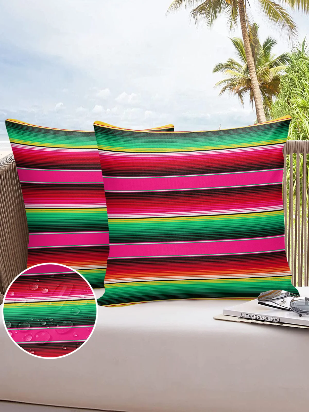 

2/4PCS Colorful Mexican Stripes Waterproof Decorative Sofa Pillowcase Case Garden Yard Cushion Cover