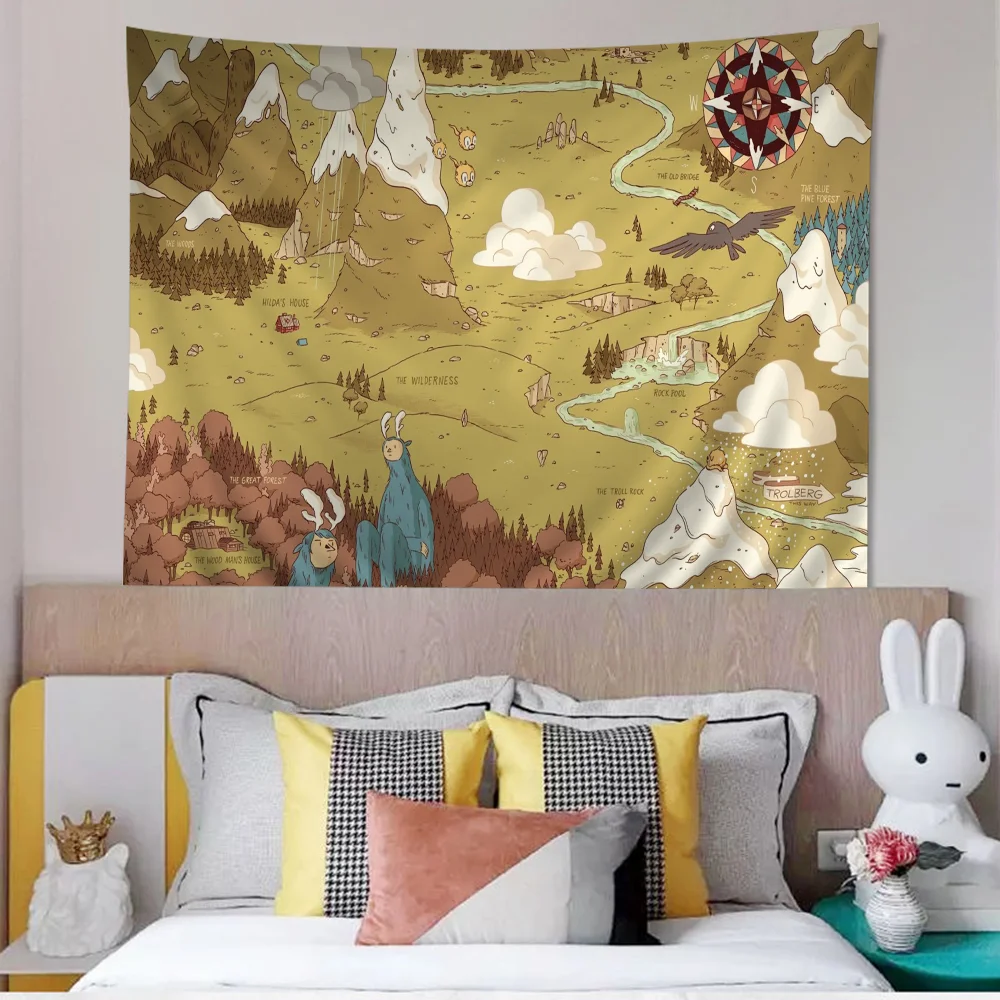 H-Hilda Мультфильм Девушка Богемный Гобелен С Мандалой Настенный Полиэстер Хлопок