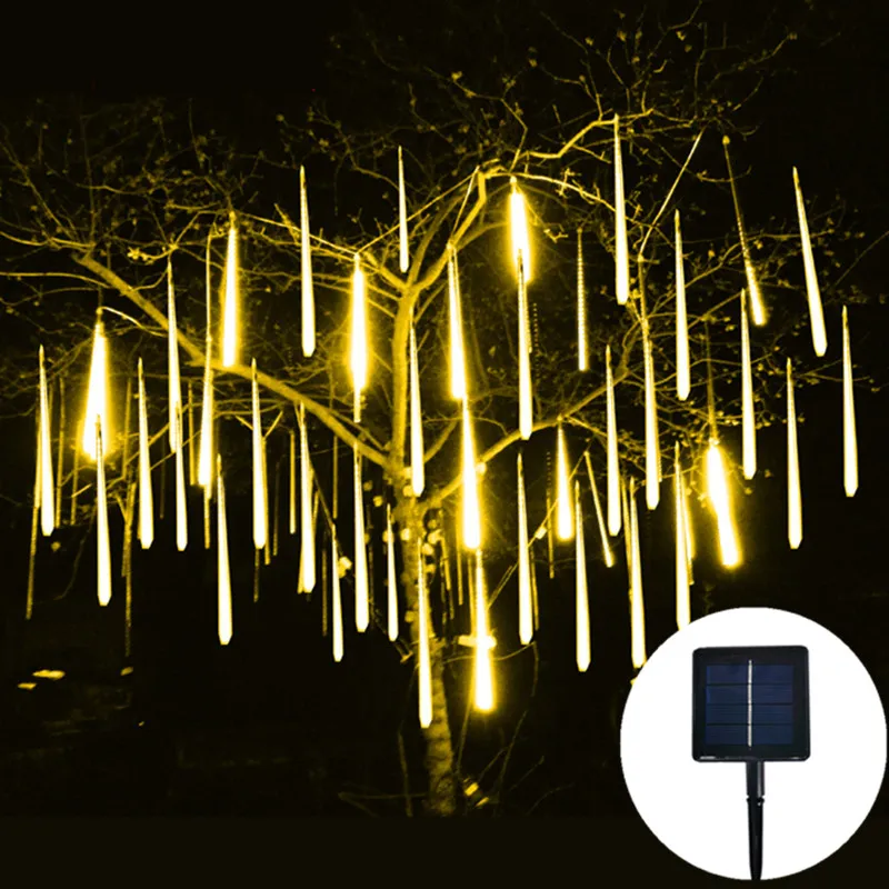 

Solar LED Meteor Shower Rain Lights Holiday String Lights Waterproof Garden Light 8 Tubes 144 Leds Christmas Wedding Decoration