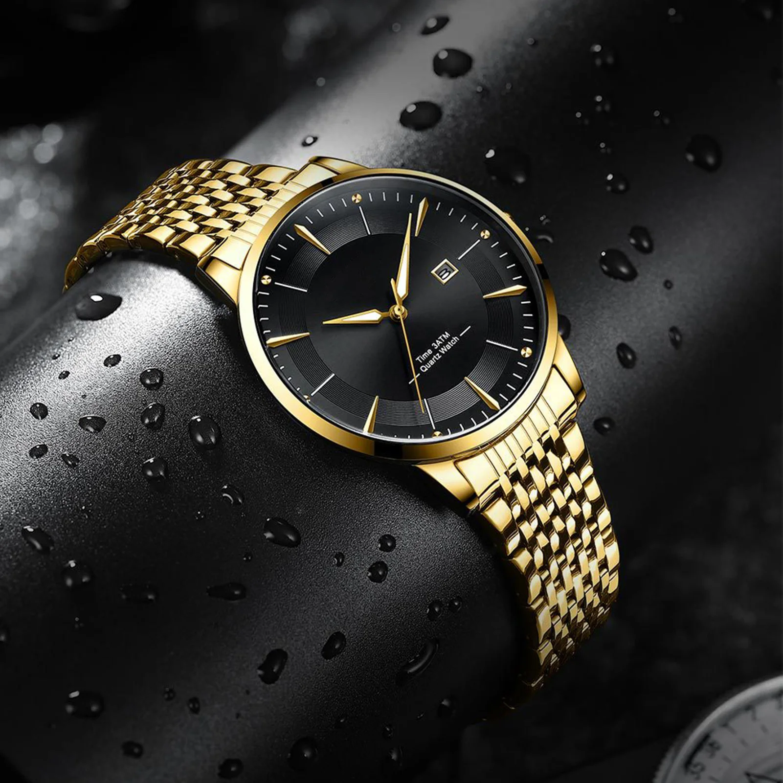 Luxury Men's Watches Stainless Steel Band Fashion Waterproof Quartz Watch For Man Calendar Male Clock Reloj Hombre