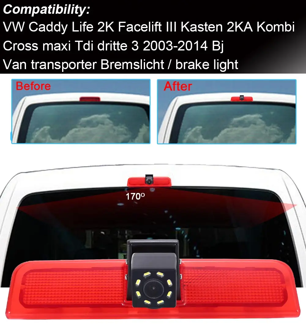 Камера заднего вида для Vw Caddy Life 2K Facelift 1 kasten 2KA 03-14