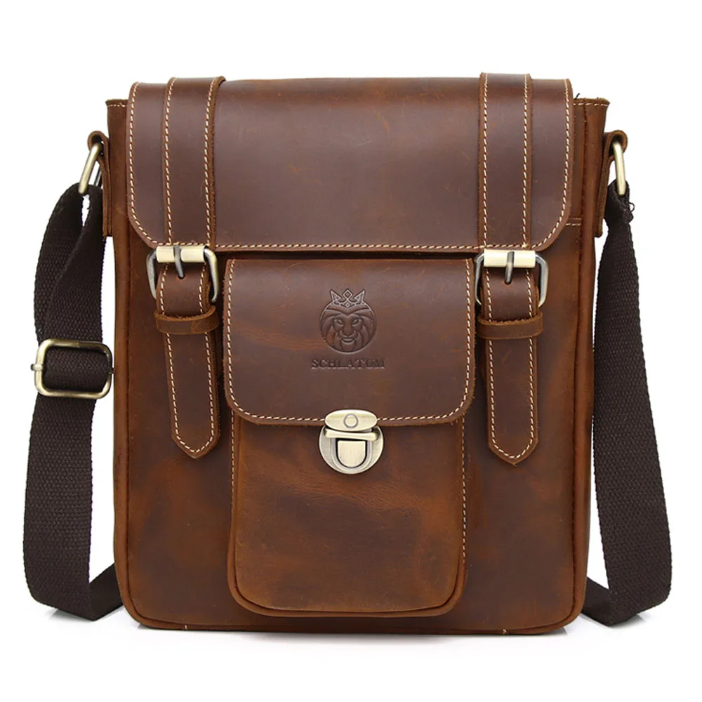 

Мужские Винтажные Сумки через плечо из кожи Крейзи Хорс