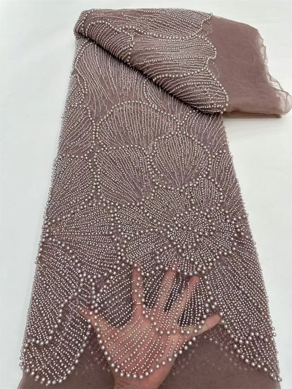 Роскошная кружевная ткань с бисером 5 ярдов высокое качество 2024 африканская для