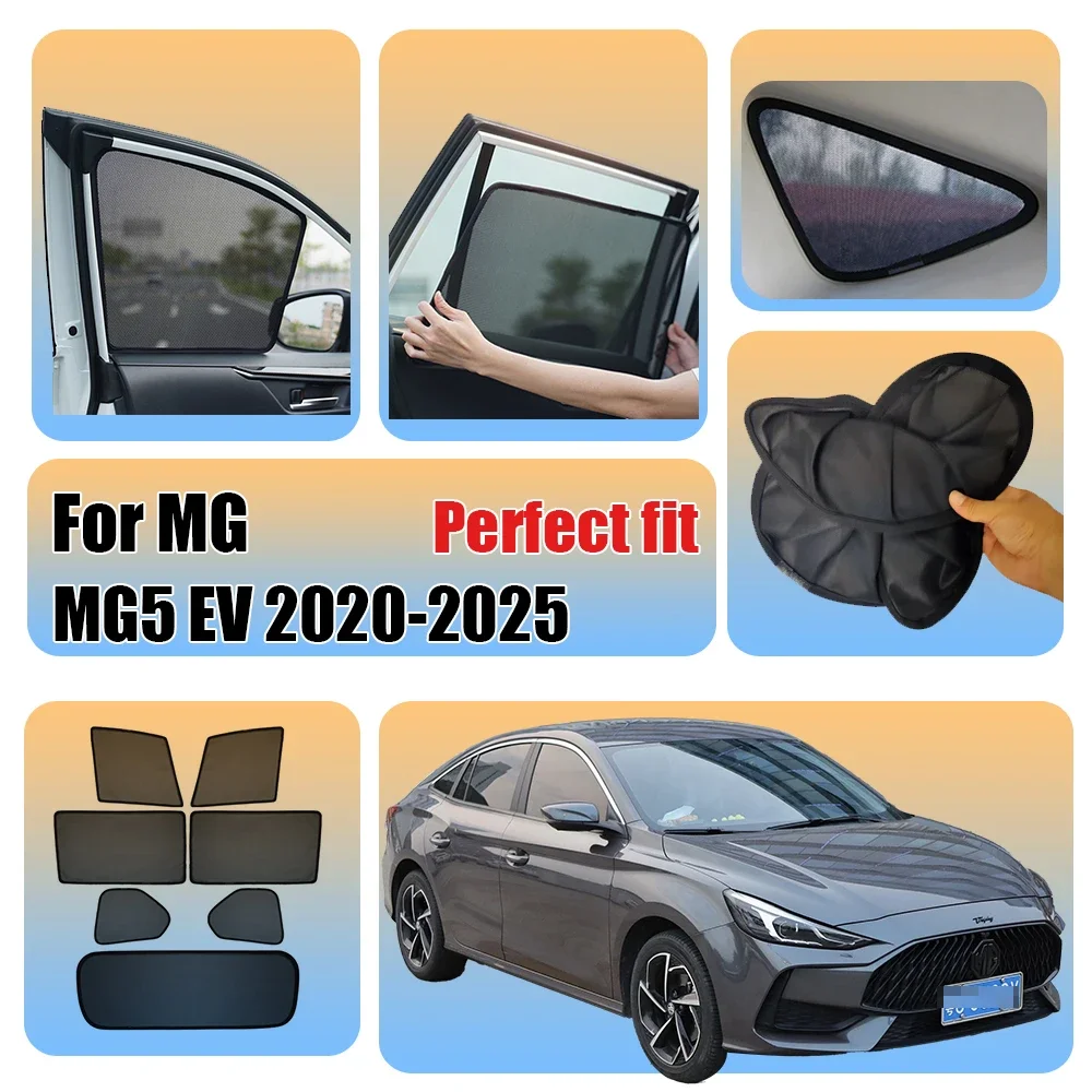 Фото Для MG 5 GT SW MG5 EV 2020-2025: Солнцезащитный козырек на лобовое стекло, шторка на задние боковые окна, солнцезащитный козырек-шторка №1