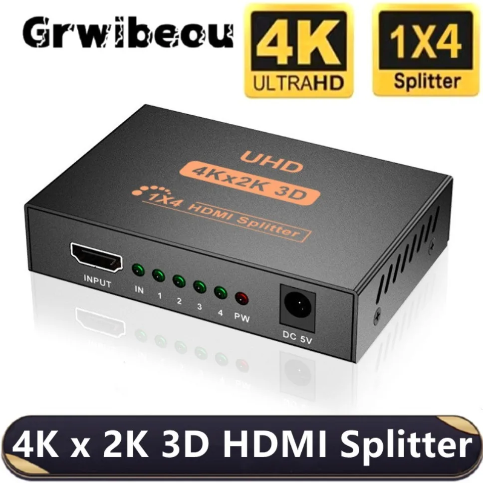 Разветвитель HDMI 1 в 4 выхода UHD 4K x 2K 3D HDMI-совместимый разветвитель HDTV DVD PS3/4 Xbox
