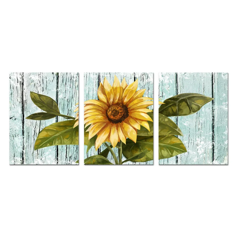 

3 Pieces Sunflower Poster Home Decor Abstract Flowers Print Canvas Painting Modern Style Picture Living Room Wall Art