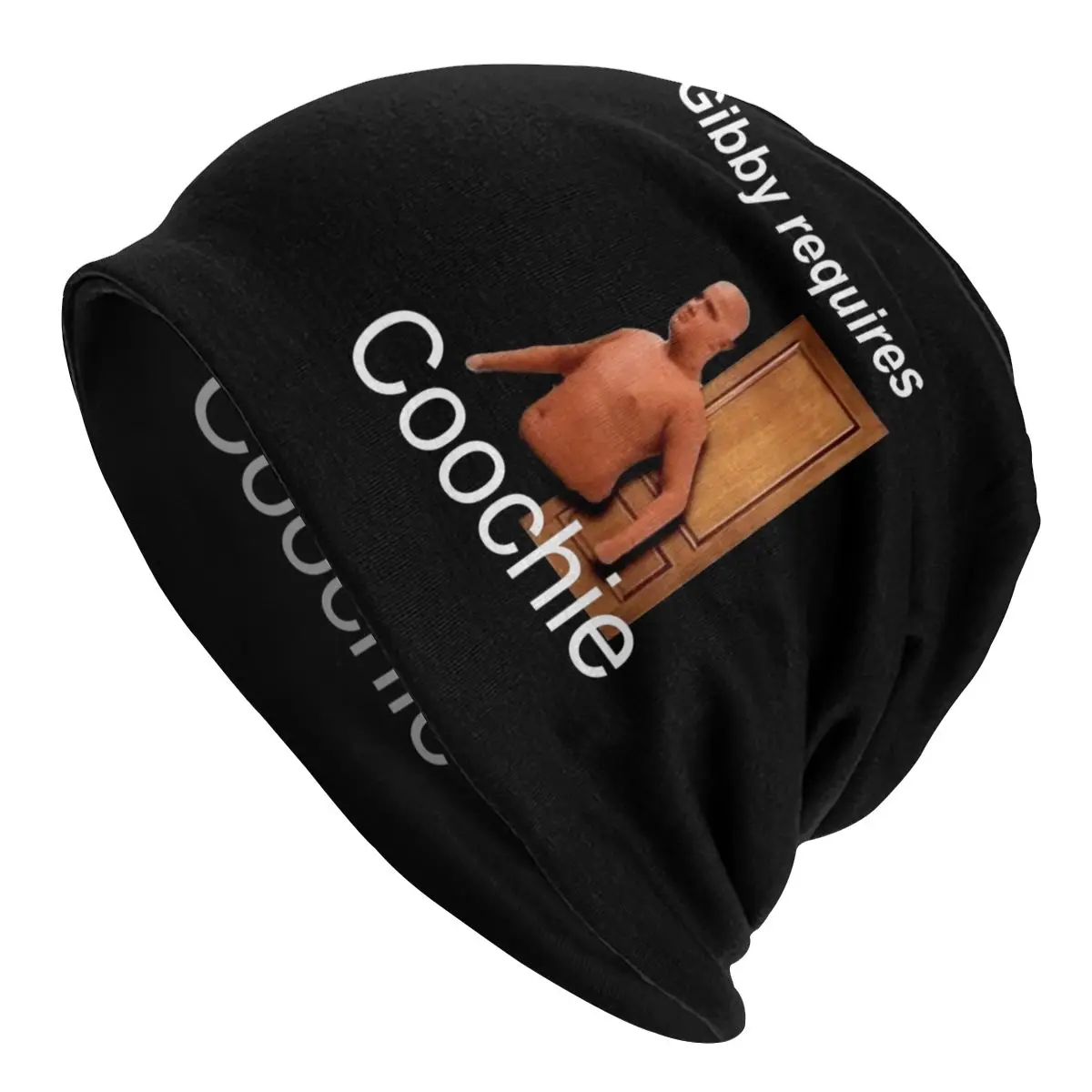 

Gibby Requires Coochie Black Bonnet Femme Cool Knitted Hat For Women Men Autumn Winter Warm Icarly Meme Cartoon Beanies Caps