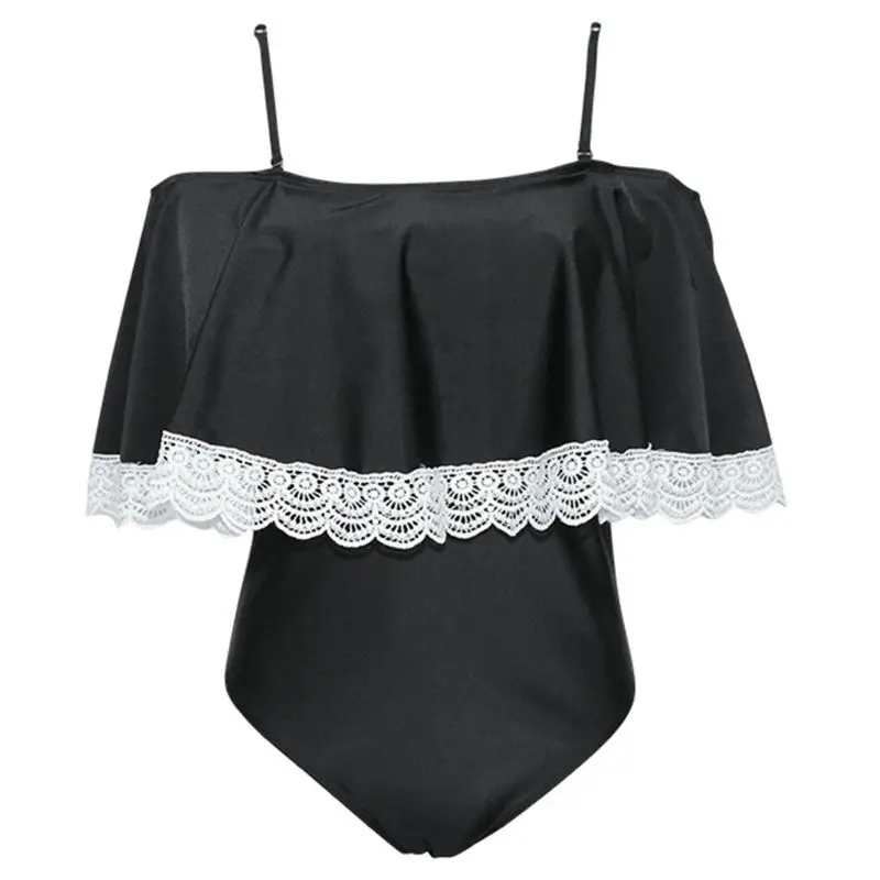 

Женское слитное бикини с воланом, монокини с открытыми плечами, тонкие бретельки