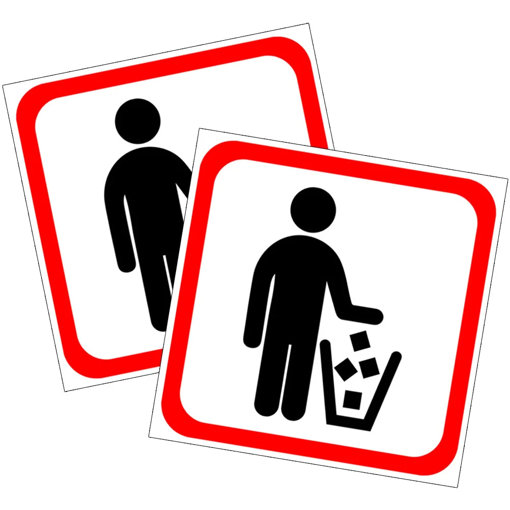 

2 Pcs Garbage Bin Stickers Warning Signs Labeling Wall Decorations Trash Can Labels Decals