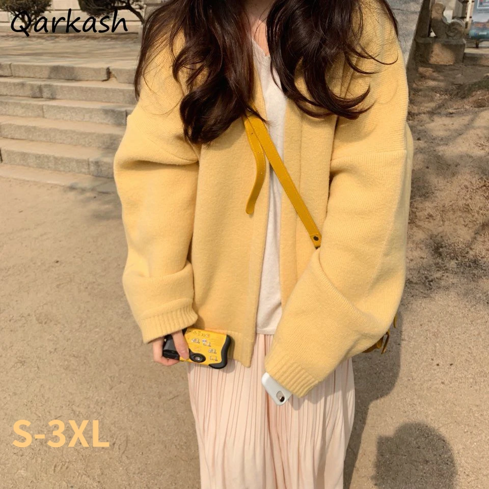 

Cardigan Women Solid Loose Autumn Soft Tender S-3XL Simple Classic Feminine Daily All-match Knitwear 4 Colors Sweaters Design