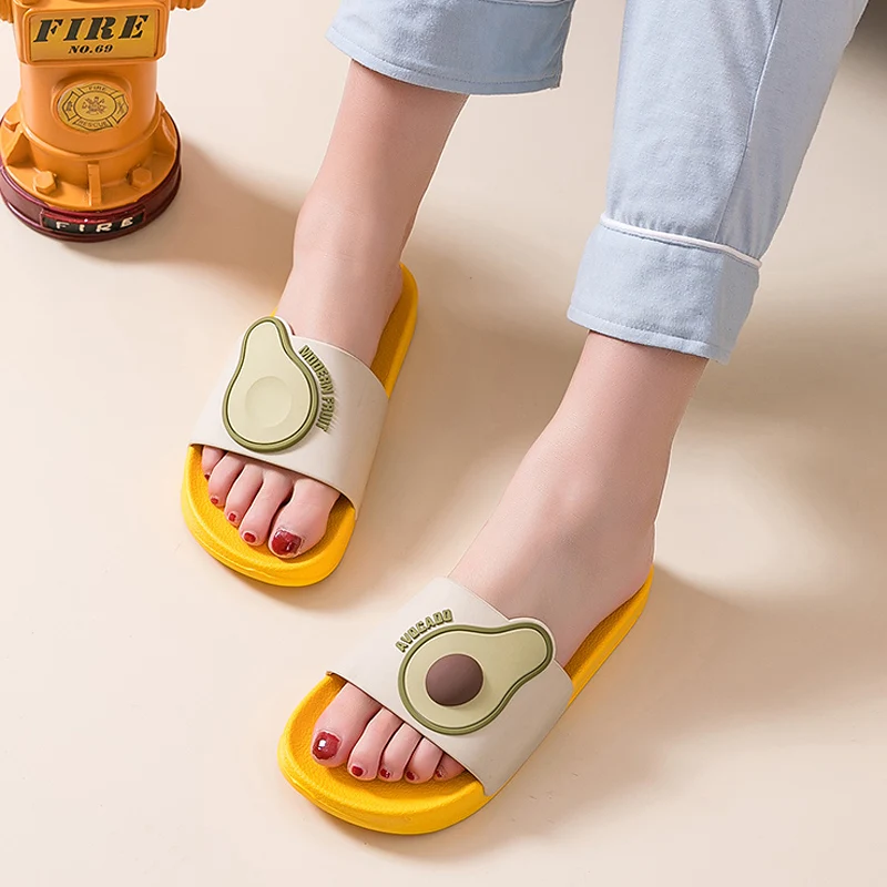 

Summer Slippers Casual Sandals Beach Cartoon Fruits Avocado Flip Flops Non-Slip Soft Sole Lovers Bathroom Shoes Women Men