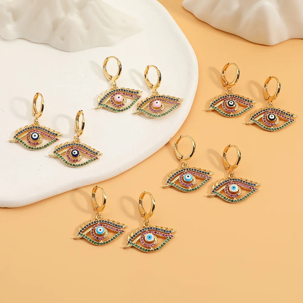 

European and American cross-border supply copper micro-set color zircon earrings Eagle personalized design earrings versatile