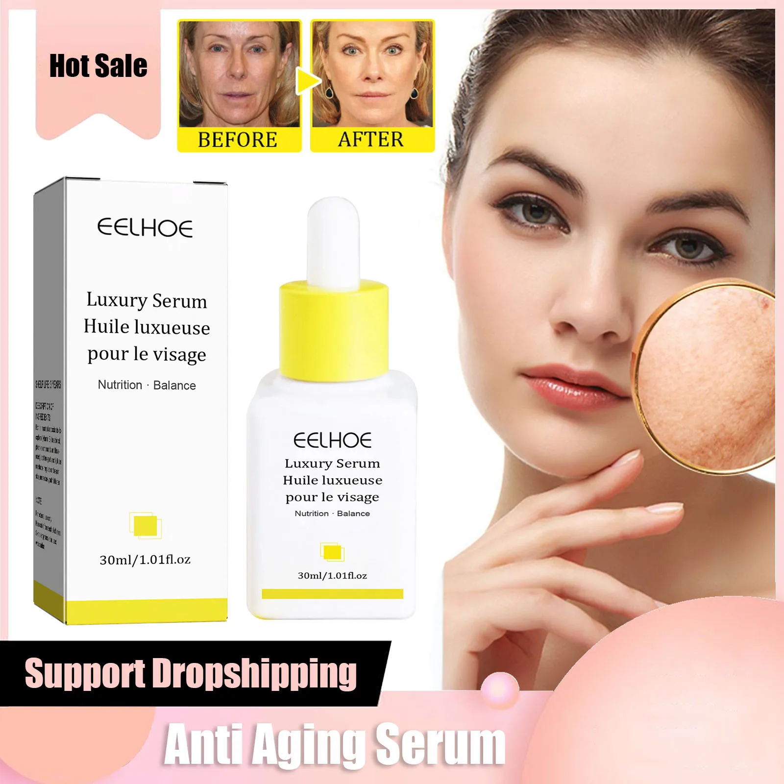 

Instant Wrinkle Remover Serum Anti Aging Fade Fine Line Lifting Firming Moisturizing Brighten Vitamin C Whitening Facial Essence